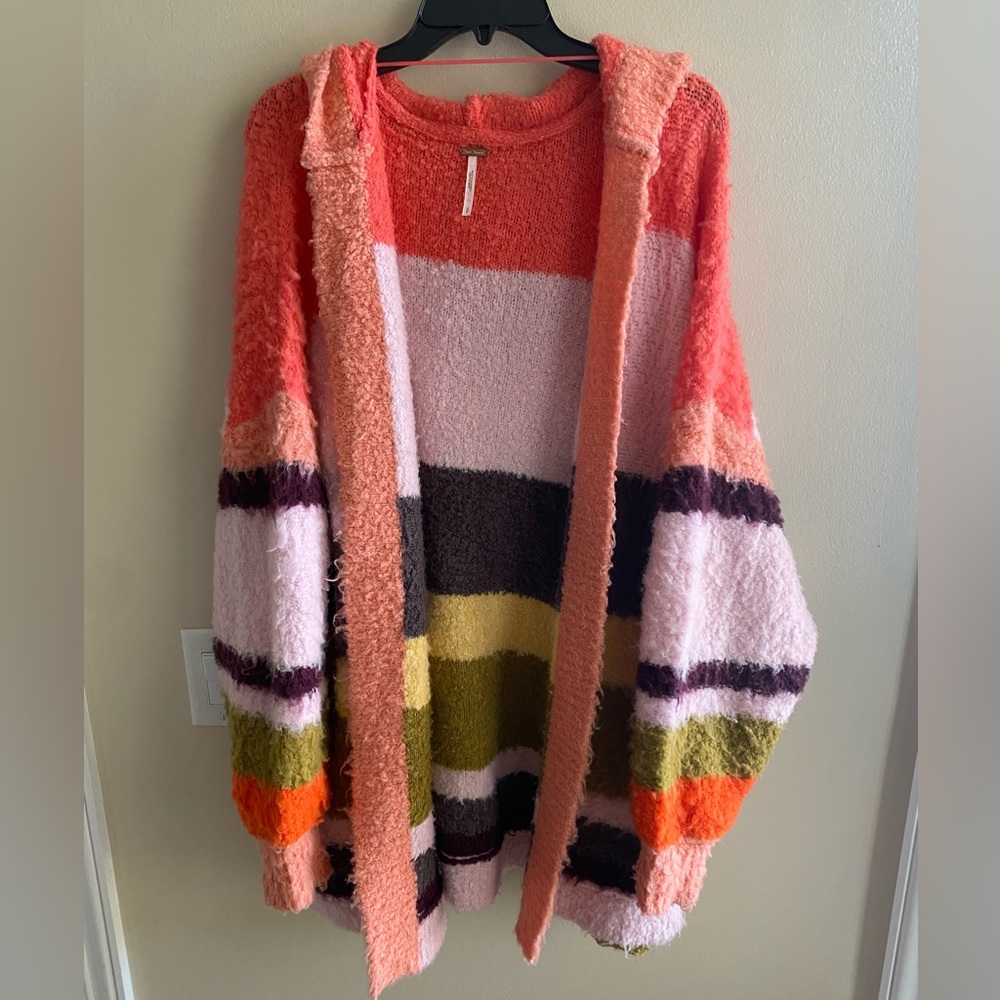 Free People Dream Team Hooded Slouchy Fuzzy Cardigan - S-M-L-XL
